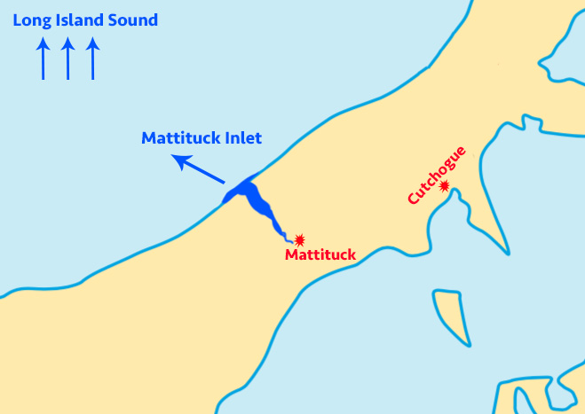 Map of Mattituck Inlet in Long Island.