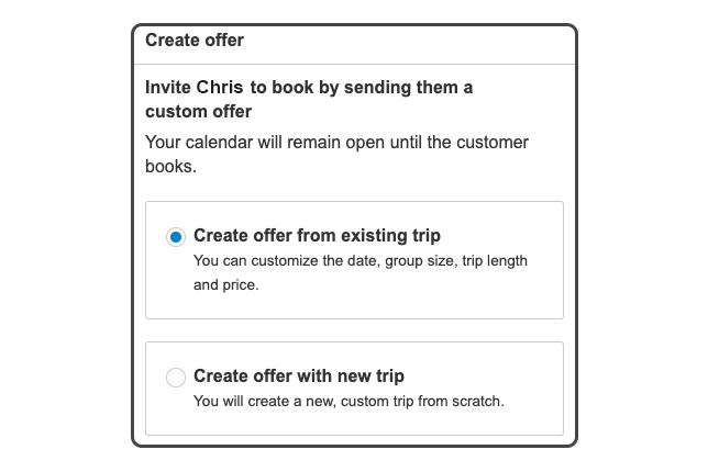 Where to choose the type of offer you want to create