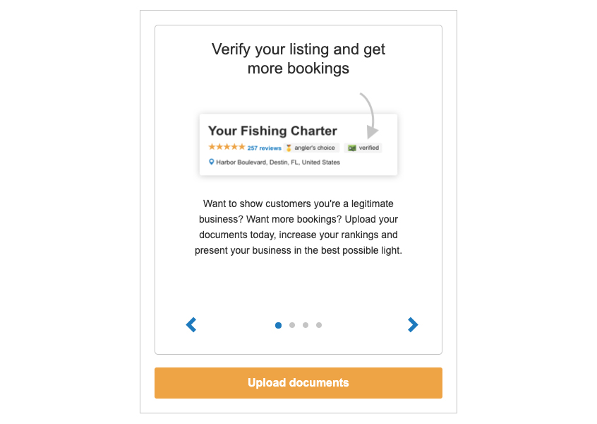 Screenshot of verification page showing where to upload documents