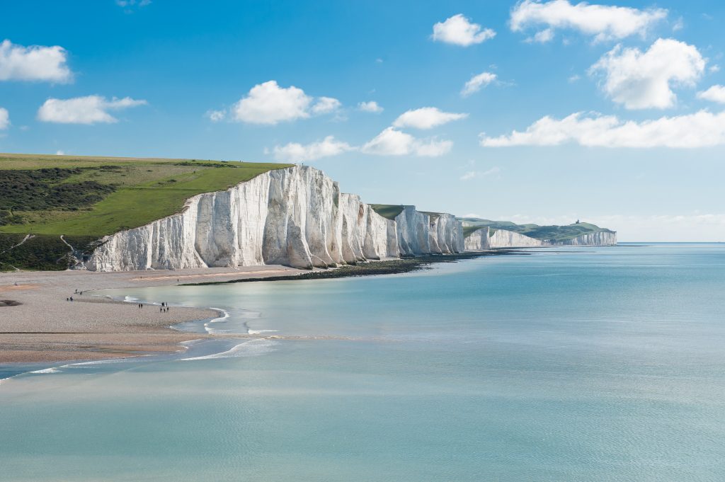 A view along the white cliffs of Dover in Kent