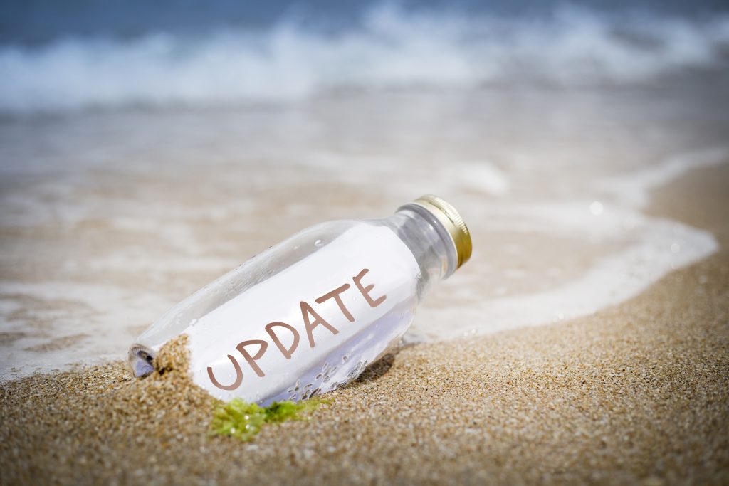 message in a bottle saying update