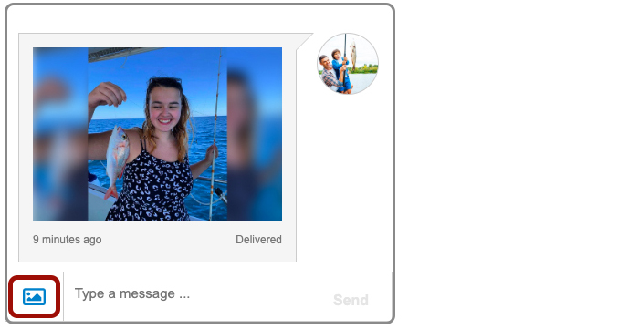 Screenshot showing how to add images to messages on the phone