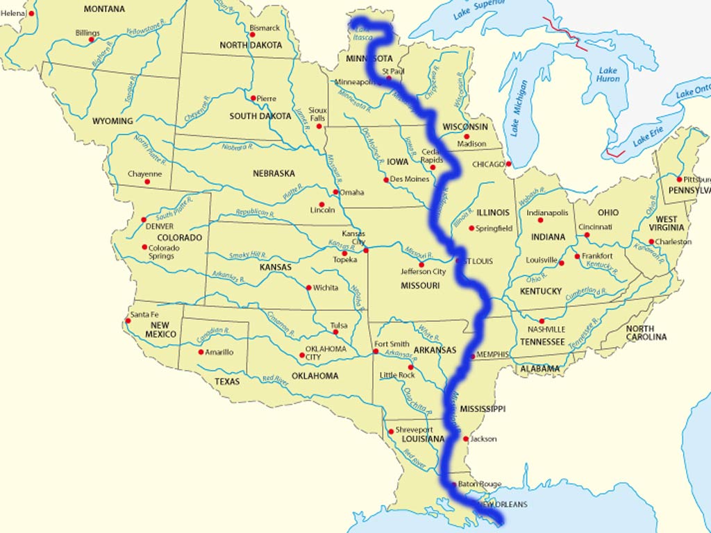 Mississippi River Map With Cities