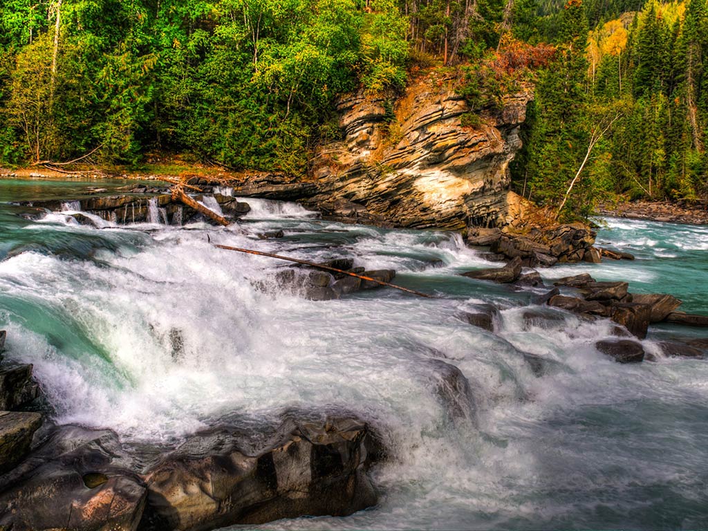 A view of a small cascade in the Fraser River, BC, on a summer's day