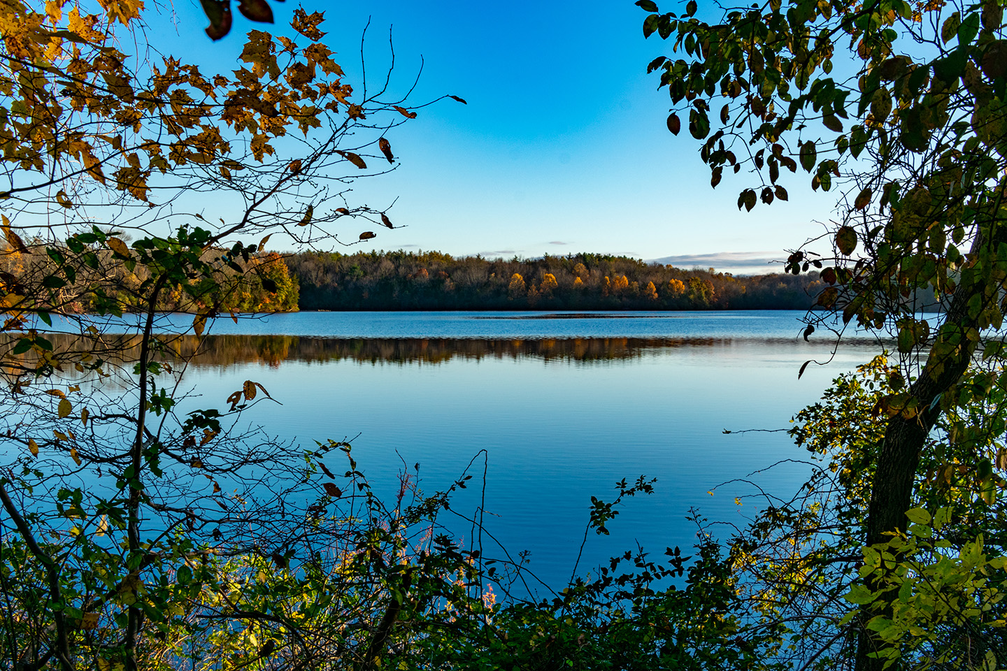 A view across Lake Nockamixon near Quakertown, PA
