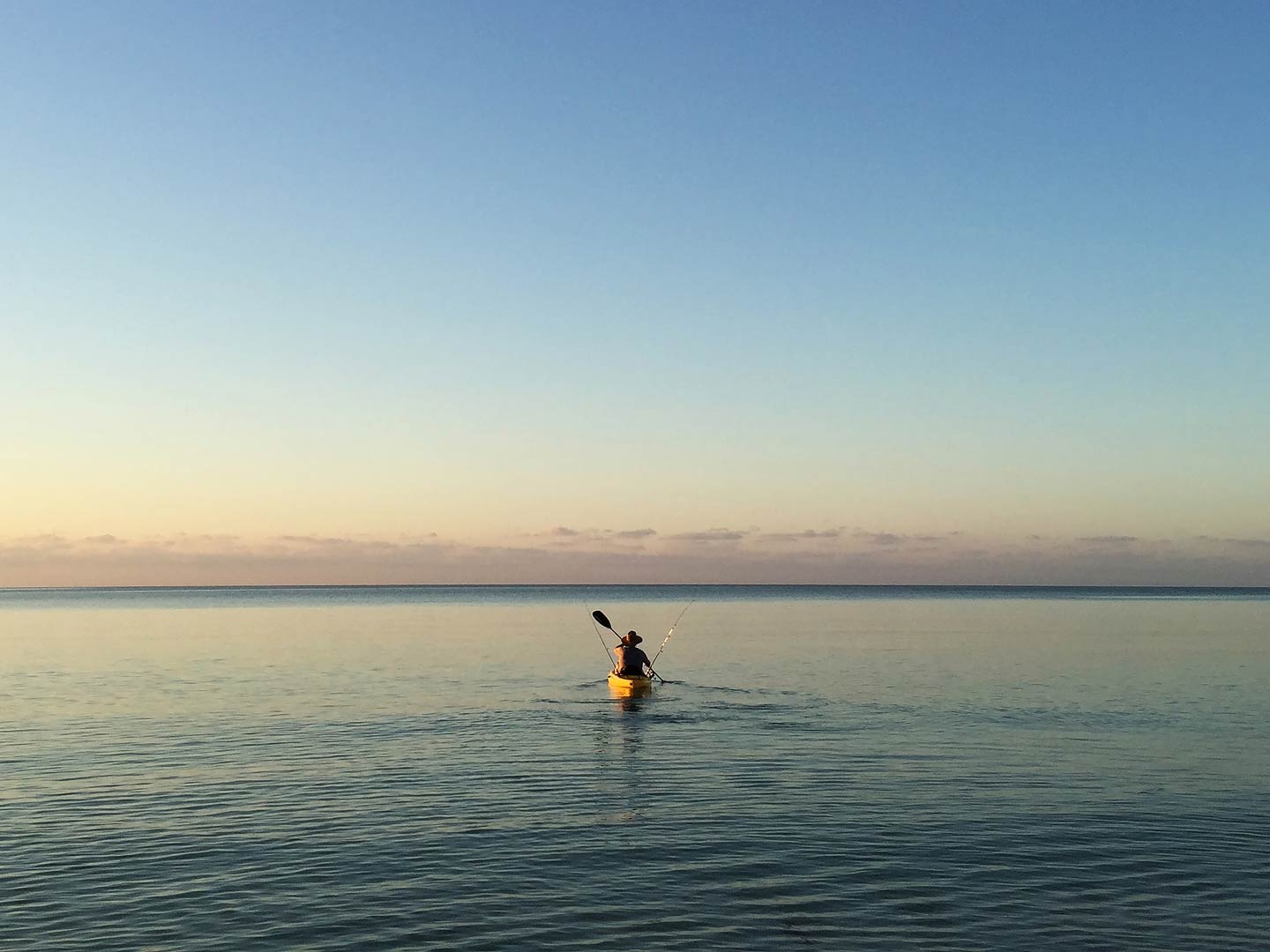 Kayak fishing in the waters of Marathon, Florida