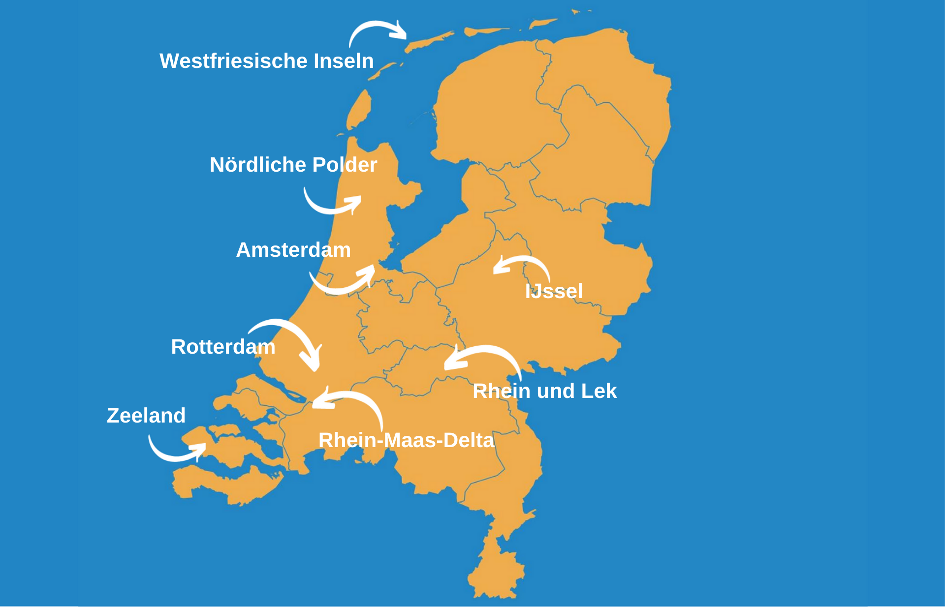 Eine Infografik mit den besten Fischgr&uuml;nden in den Niederlanden.