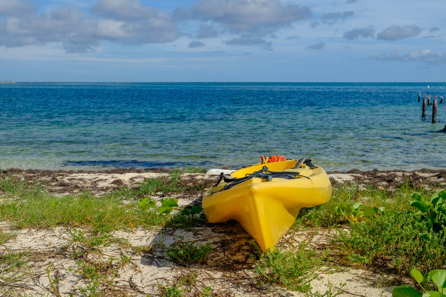 A kayak on the shore of Dry Tortugas