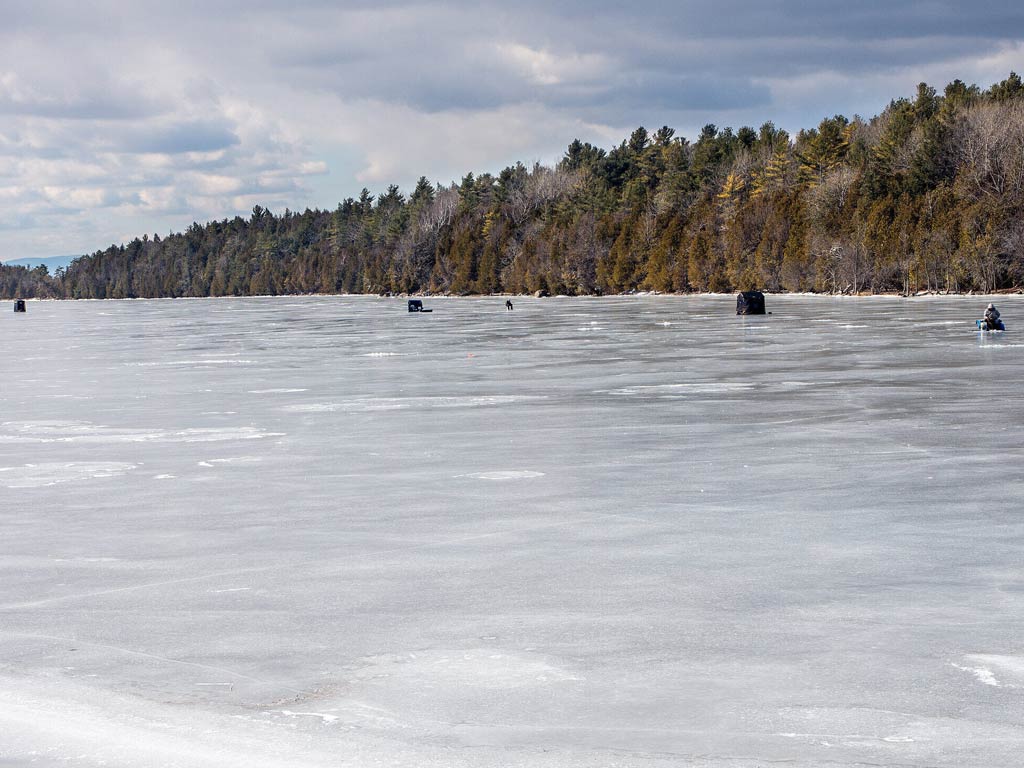 A frozen Lake Champlain Lake, one of the best ice fishing destinations in the US