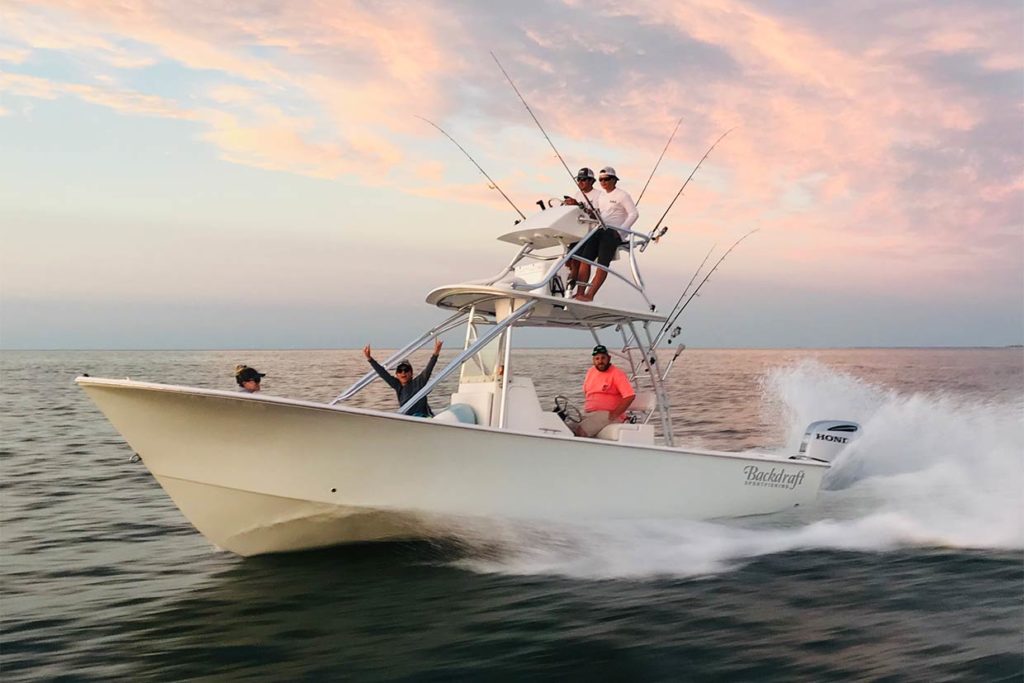 A group of anglers head out to sea aboard a charter in Virginia