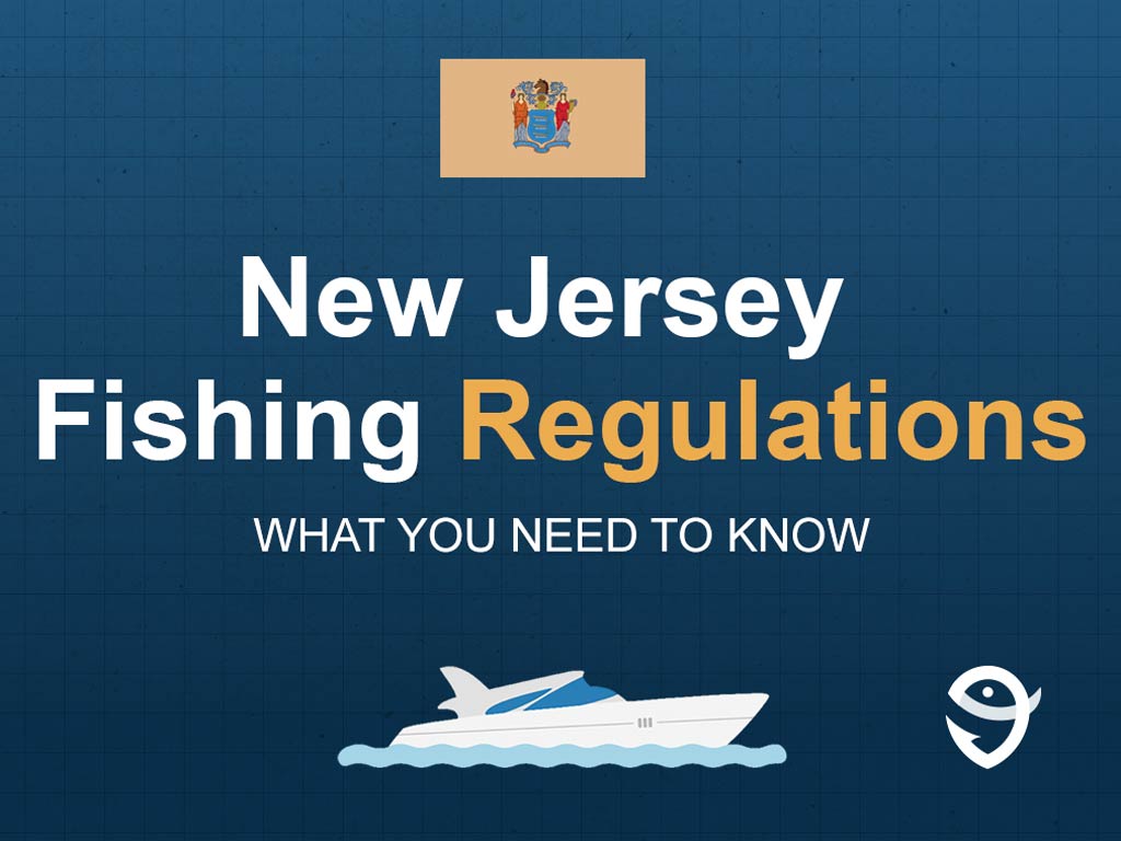 An infographic featuring the flag of New Jersey with text that says "New Jersey Fishing Regulations" with "What you need to know" written right below it.