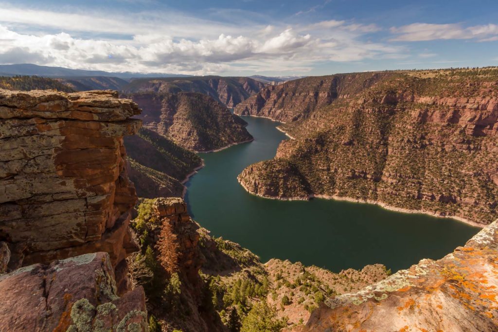 Flaming Gorge, Utah as seen from above.
