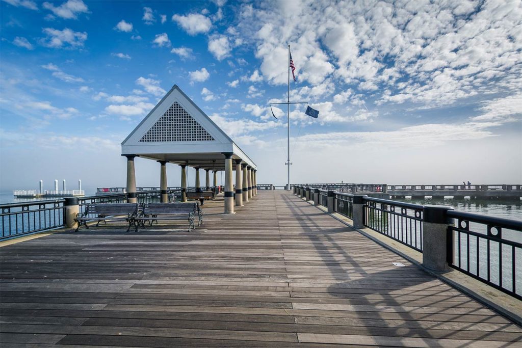 An empty fishing pier in Charleston, SC