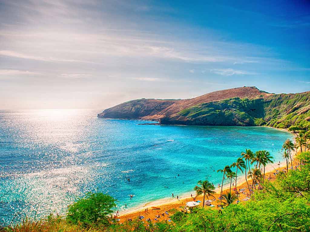 An aerial view of one of the beaches in Honolulu