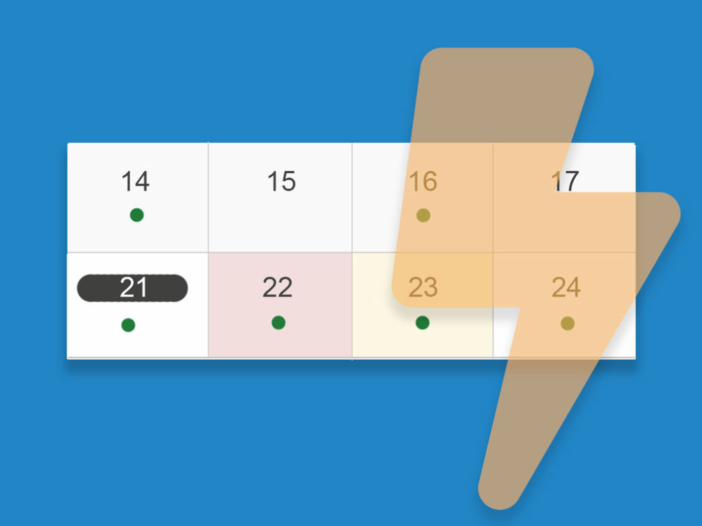 Calendar with multiple bookings and a blocked day due to the notice period