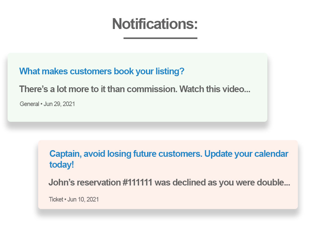 An example of two notifications the could be in the email.