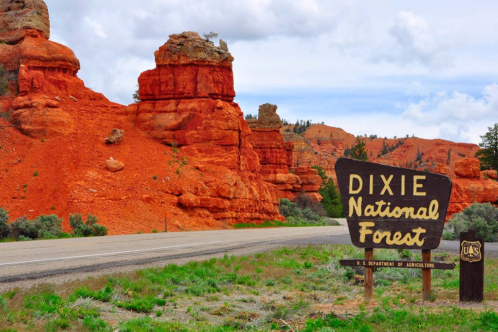 A view of Dixie National Forest's entrance in Utah
