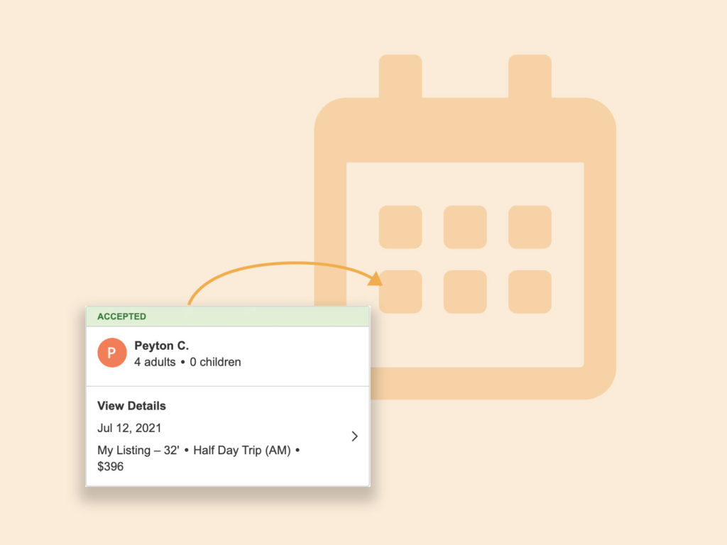 FishingBooker booking card being added to a calendar icon