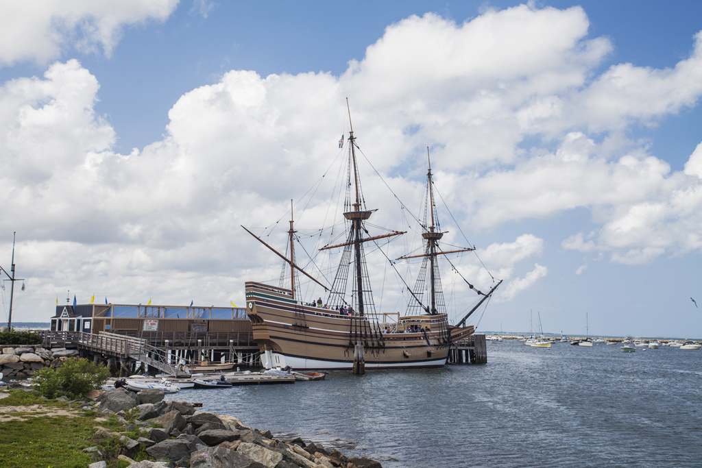 A view of the Mayflower 2 in Plymouth with the water