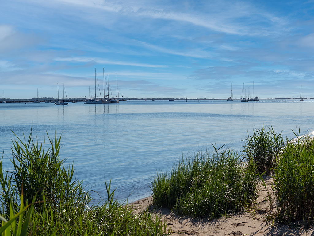 The waters of Sandy Hook Bay on a summer day.