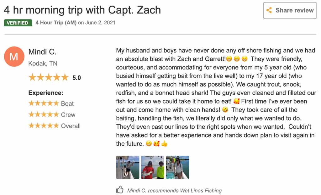 Review of Wet Lines Charters