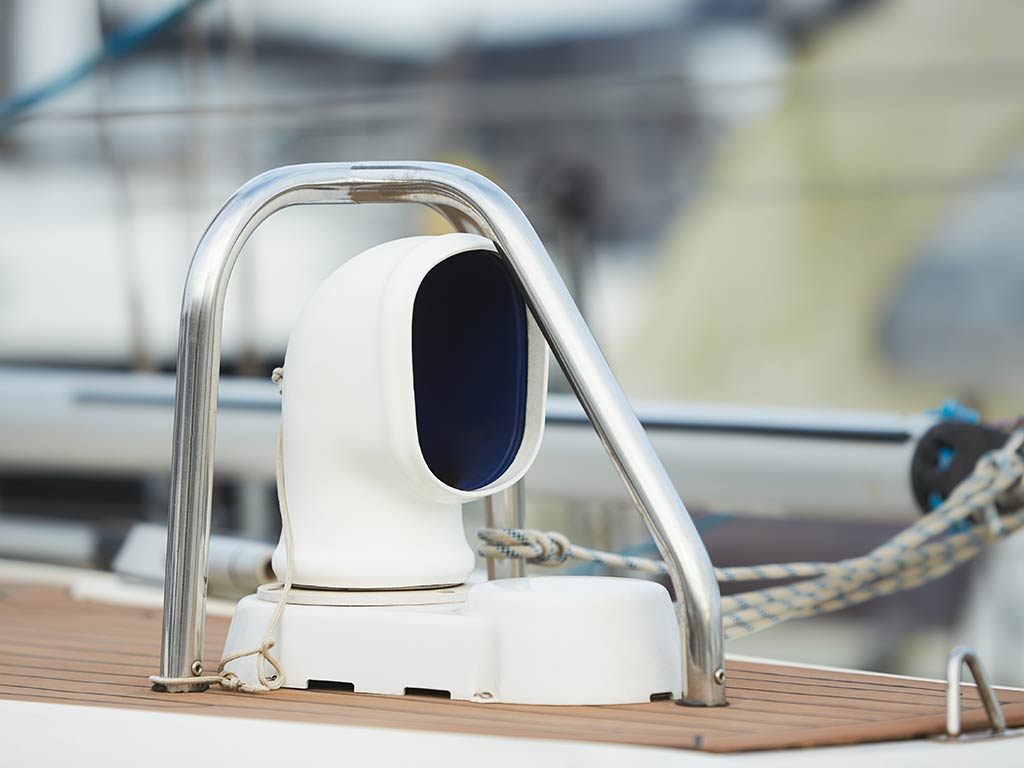 A closeup shot of an intake vent on a boat.