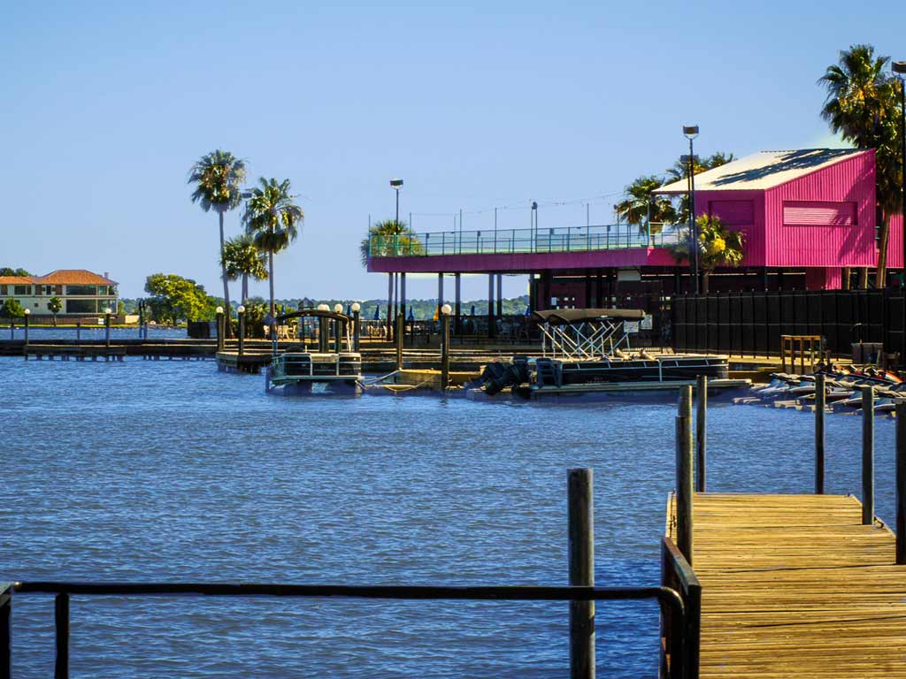 A photo of a Lake Conroe dock.