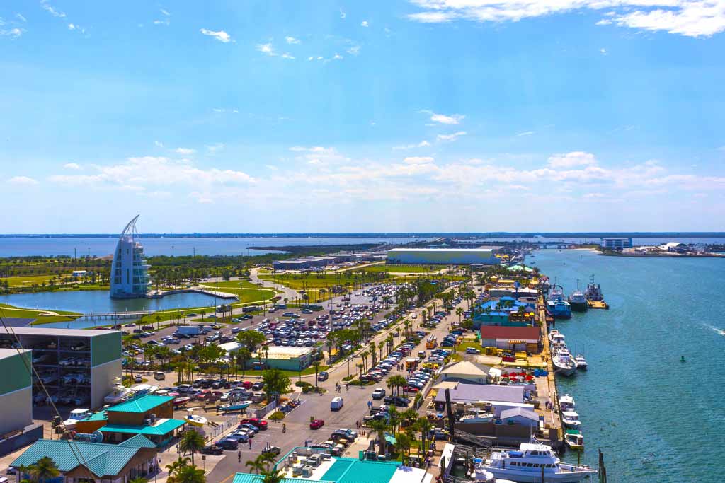 An aerial view of Port Canaveral in Florida