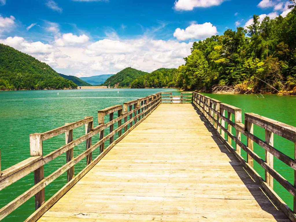 A dock on the Watauga Lake in Tennessee
