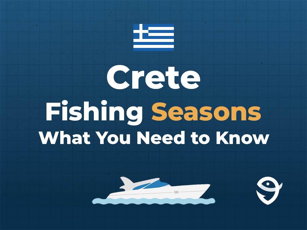 An infographic featuring the flag of Greece along with text that says "Crete fishing seasobs, what you need to know" against a dark blue background