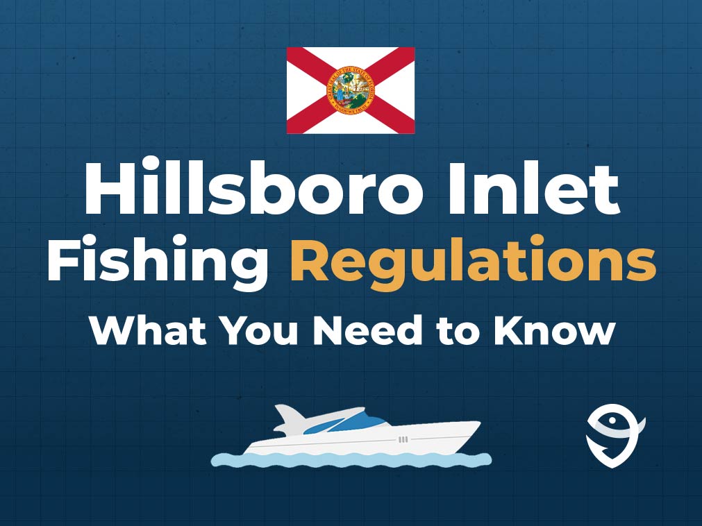 An infographic featuring the flag of Florida and text that says "Hillsboro Inlet Fishing Regulations: What You Need to Know" against a dark blue background