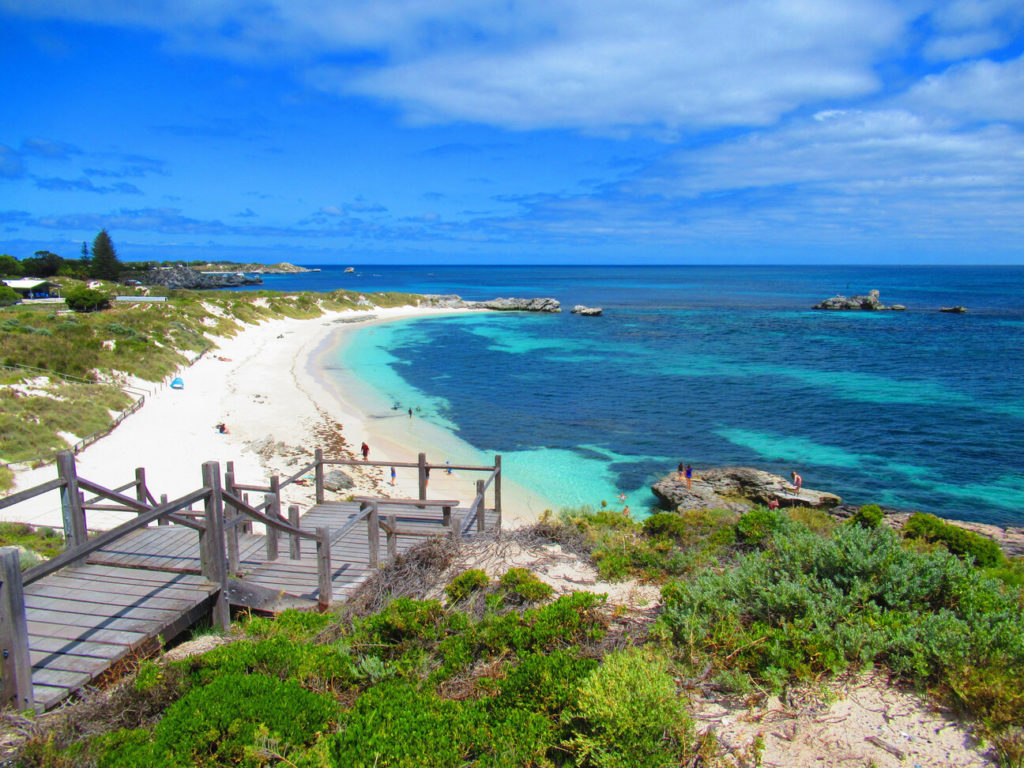 Pinky Beach at Rottnest Island with the Indian Ocean in the background