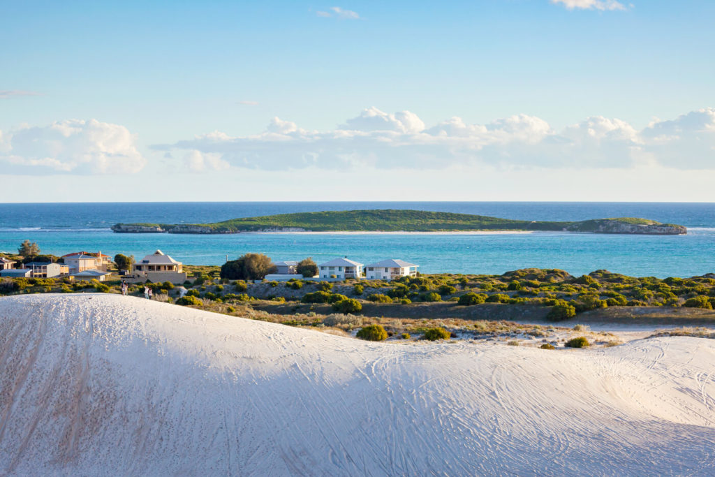A view of the sea from a sand dune in Lancelin, Western Australia