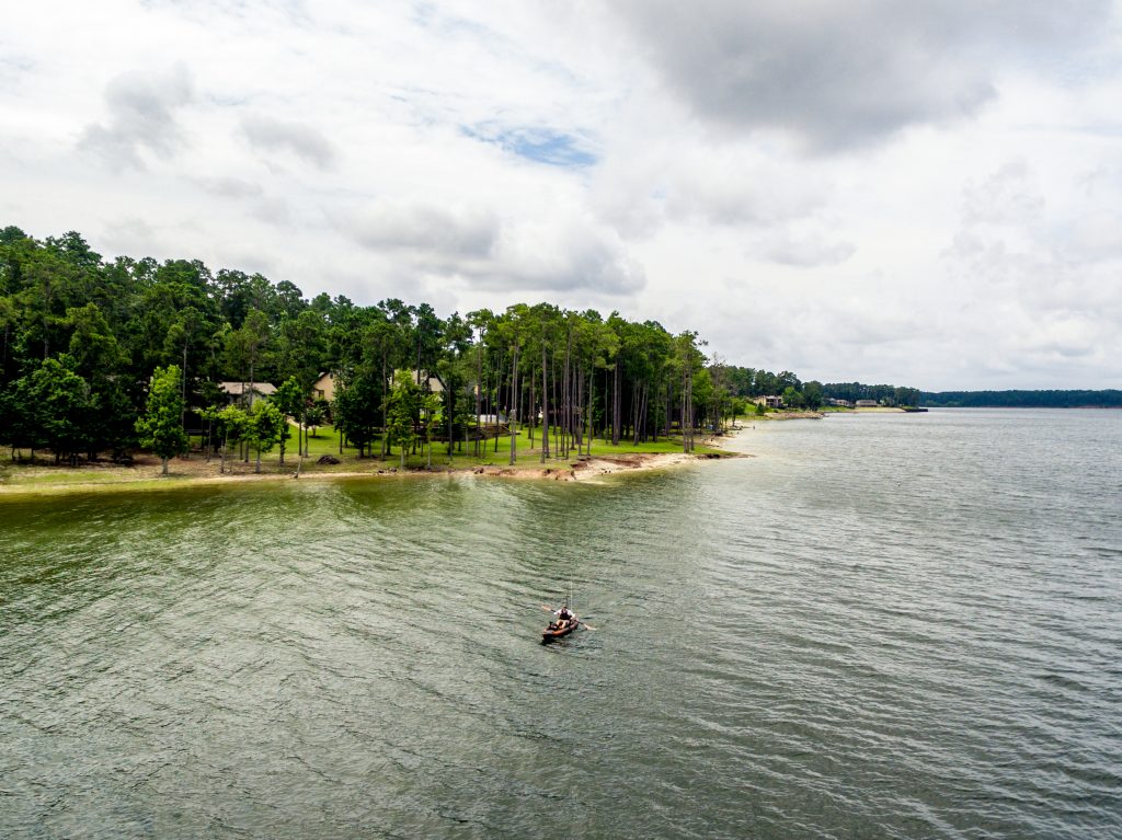 A view of a fishing kayak on Sam Rayburn, Texas