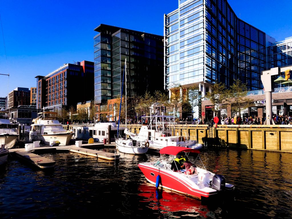 Boats in harbour in Washington DC, one of Maryland's best fishing spots