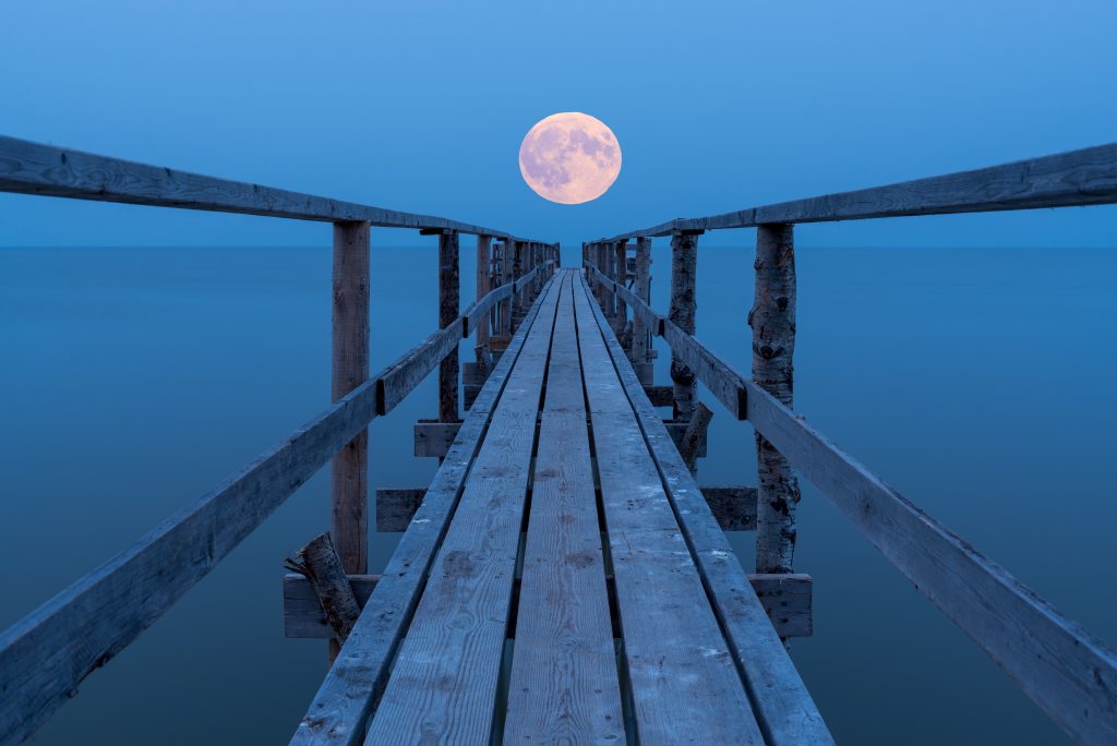 a full moon on Lake Winnipeg, Manitoba